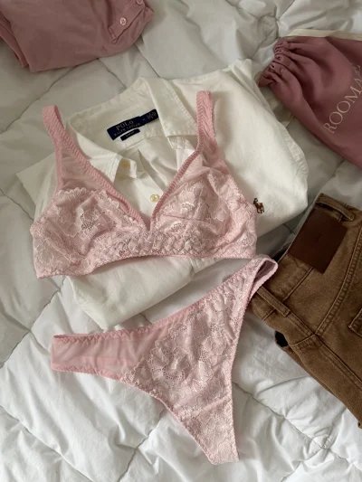 Удлиненая чашка без косточек и классические стринги в кружеве  Lotus pink — фото 3