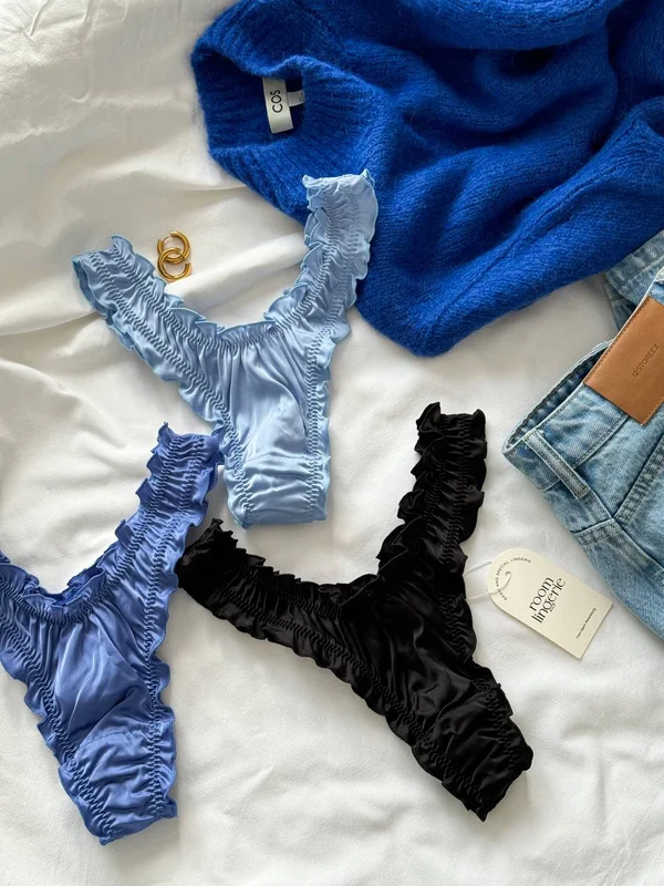 Набор шелковых стринг Blue — ROOMARÉ